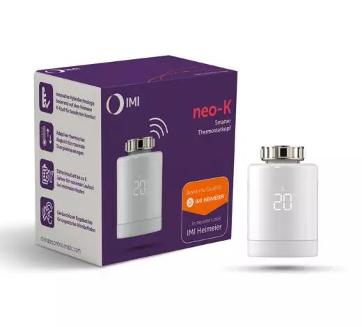 neo-K Thermostatkopf Frontansicht und Verpackung