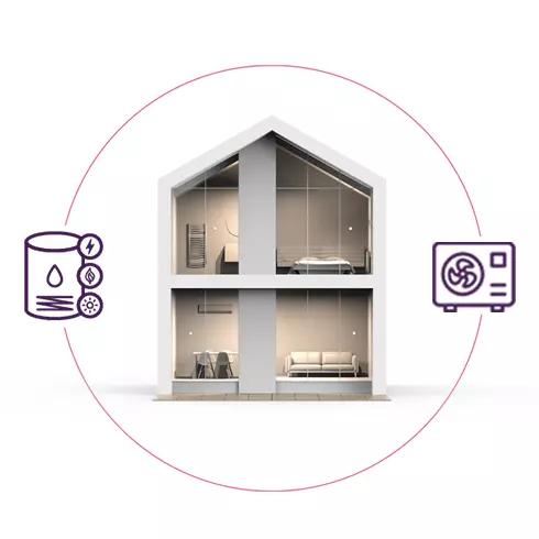 Air source heat pump and boiler hybrid picto